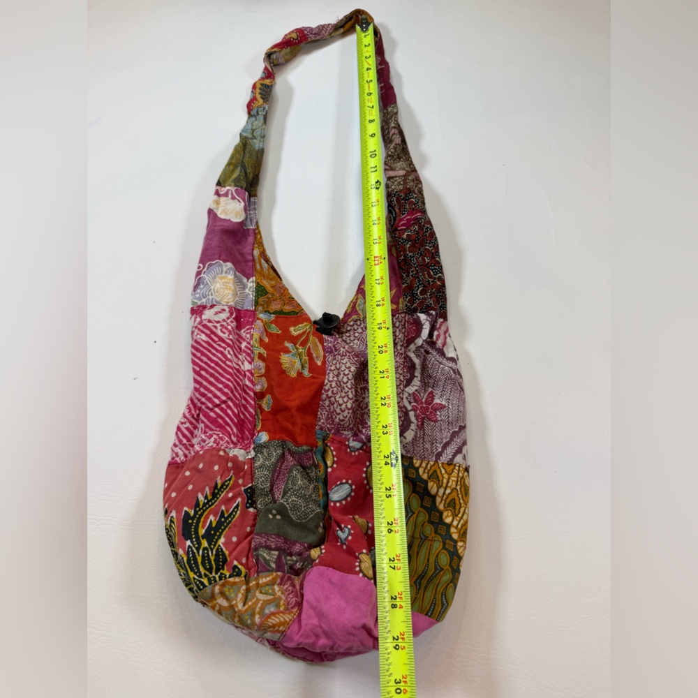 Hobo bag patchwork crossbody fabric purse sling small tear (bin Z) - Picture 7 of 9
